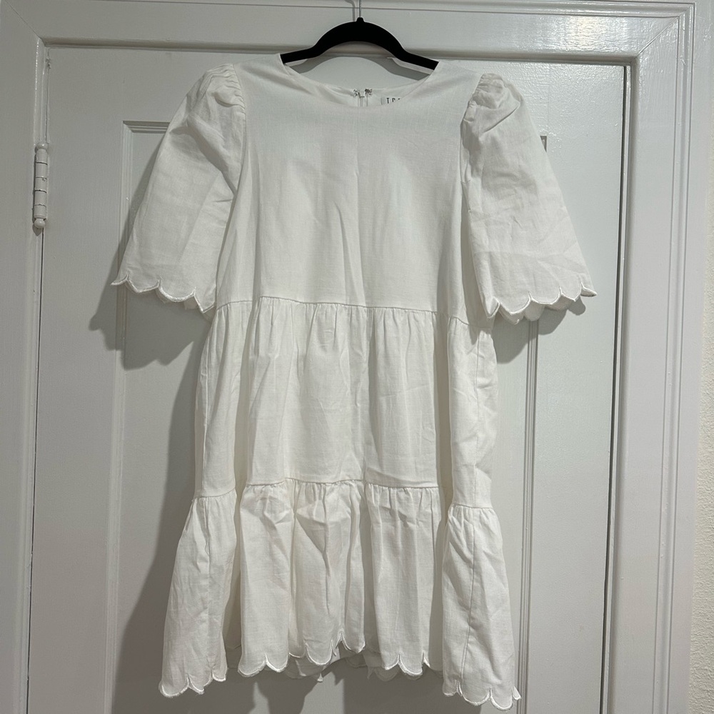 White linen mini dress